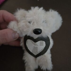 Fuzzy Bear Designer Inspired Key ring with Designer Heart Accent